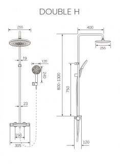 Душевая стойка Milleau Double H MLHi223PDD-CR хром